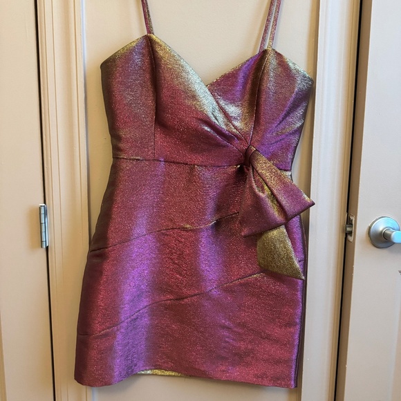 Unworn Pink Gold Metallic Cocktail Shimmer Dress | size 6 - Picture 1 of 6